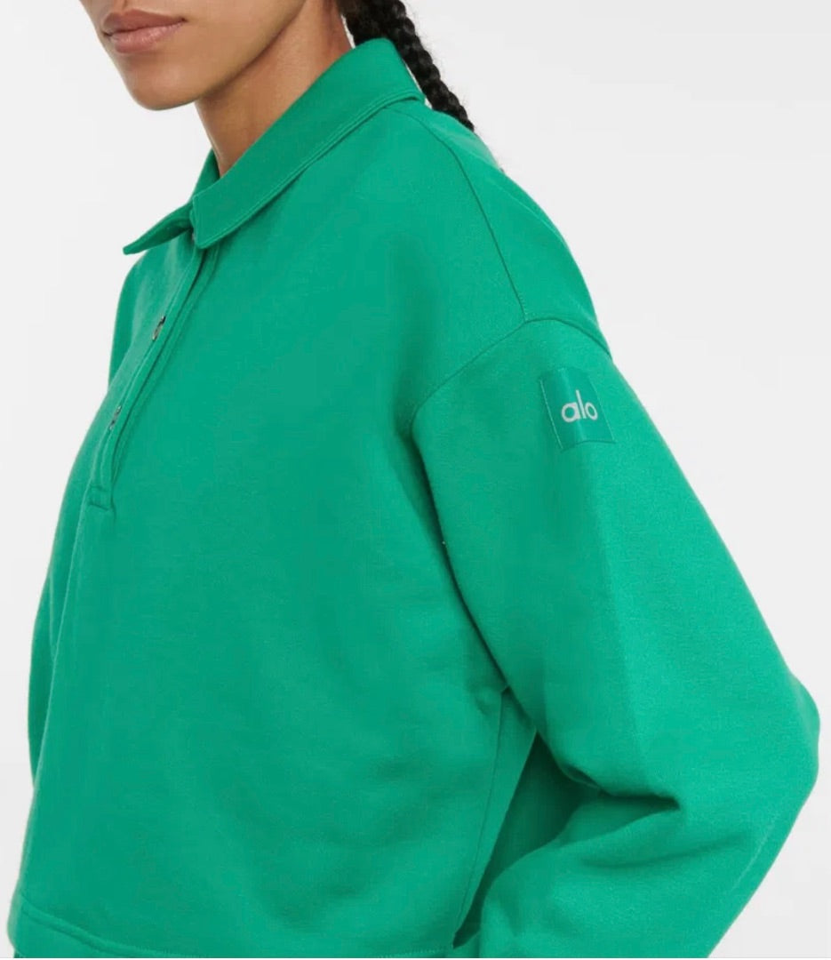 ALO Polo Henley Fleece Sweater S