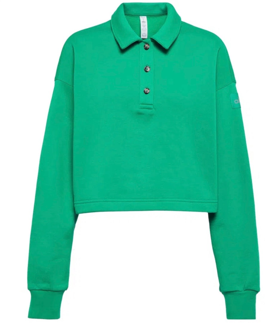 ALO Polo Henley Fleece Sweater S