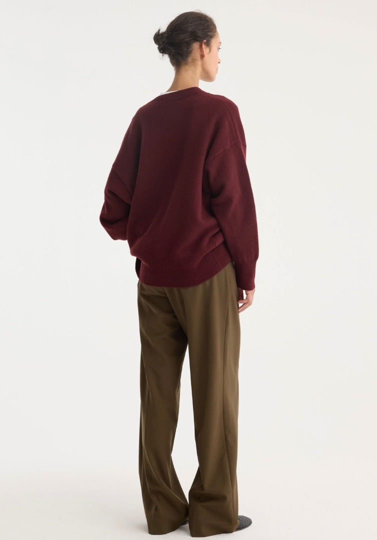 Rohe V-Neck Knitted Jumper Burgundy 36
