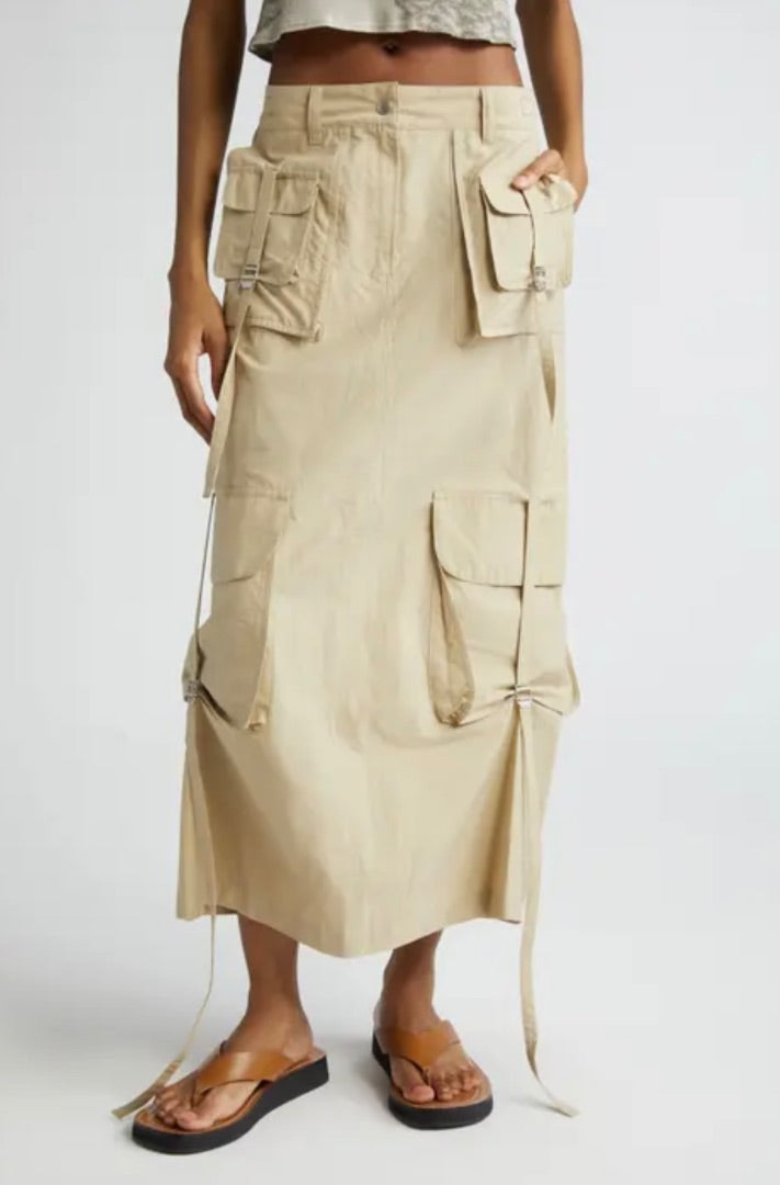 Acne Studios Technical Cotton Blend Cargo Skirt 34