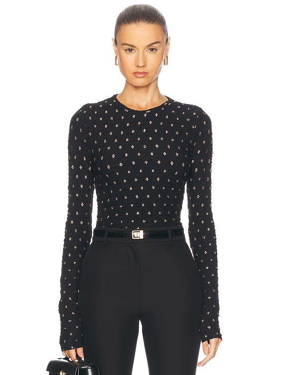 FRAME dotted stretch mesh top M