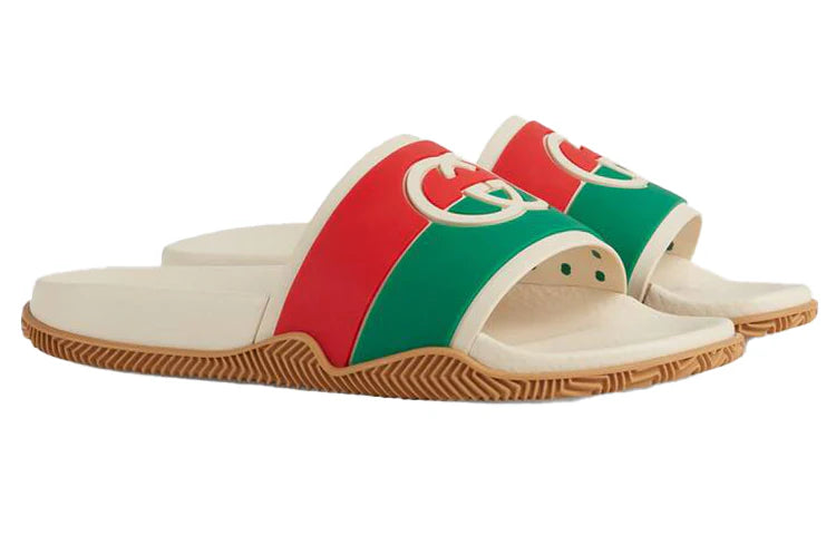 Gucci Slide 'Interlocking G - White Red Green - size 38