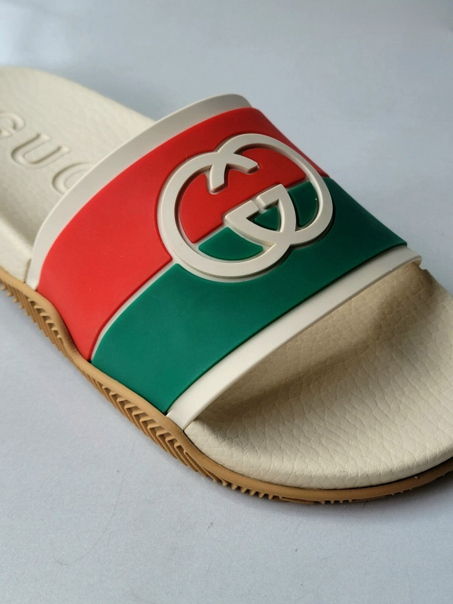 Gucci Slide 'Interlocking G - White Red Green - size 38