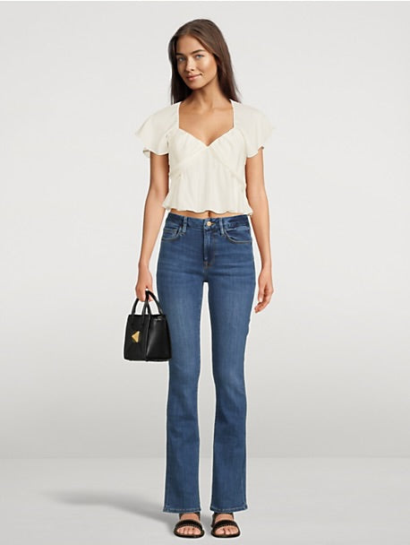 FRAME Shirred Flounce Silk Top - Size Small