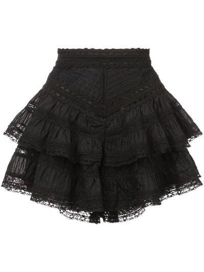 Zimmermann Juniper Pintuck Frill Short In Black - Size 1