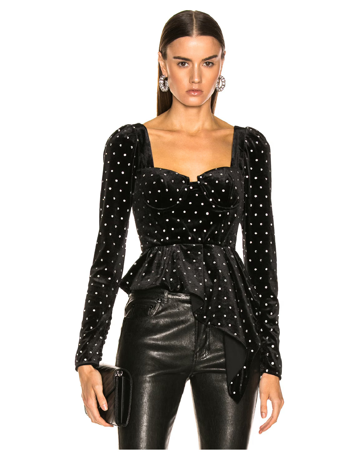 Self Portrait Velvet Diamanté-Embellished Top BNWT - Size 0