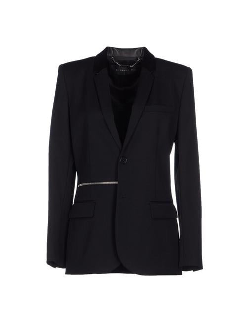 Barbara Bui Black Leather Lapel Zip Detail Blazer - Size 38 (Small)