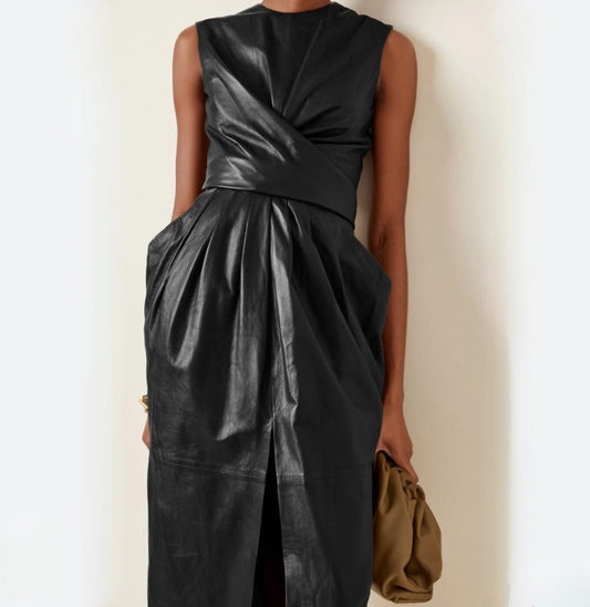 Altuzarra Black Leather Dress 34
