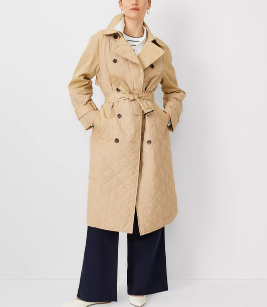 Ann Taylor Weekend Quilted Trench XS