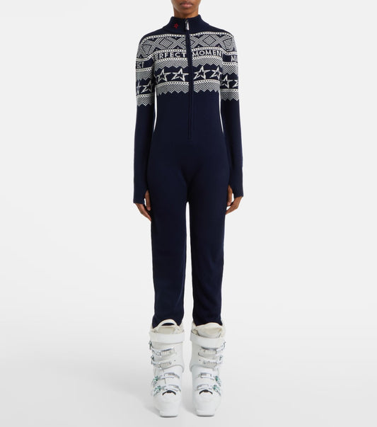 Perfect Moment Navy Holiday Knit Onesie XS