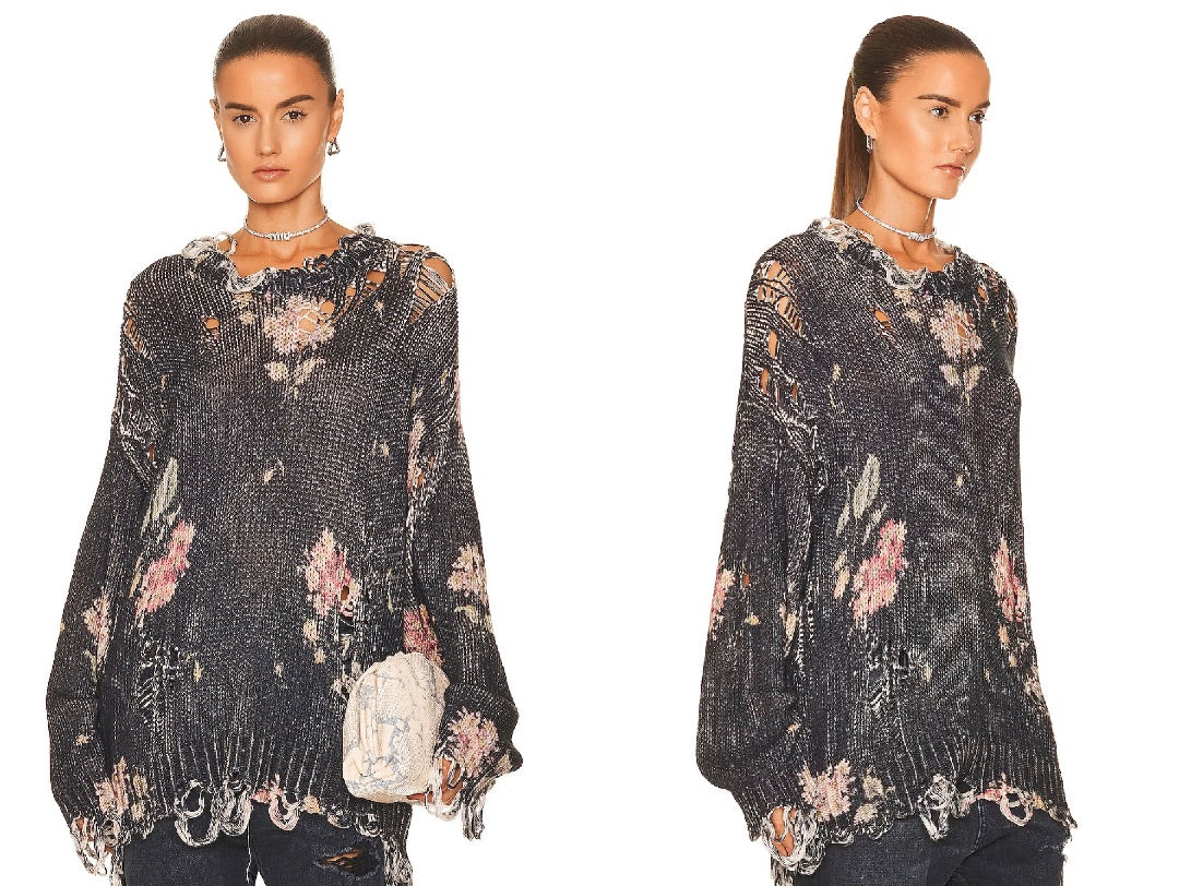 R13 Oversized Distressed Sweater