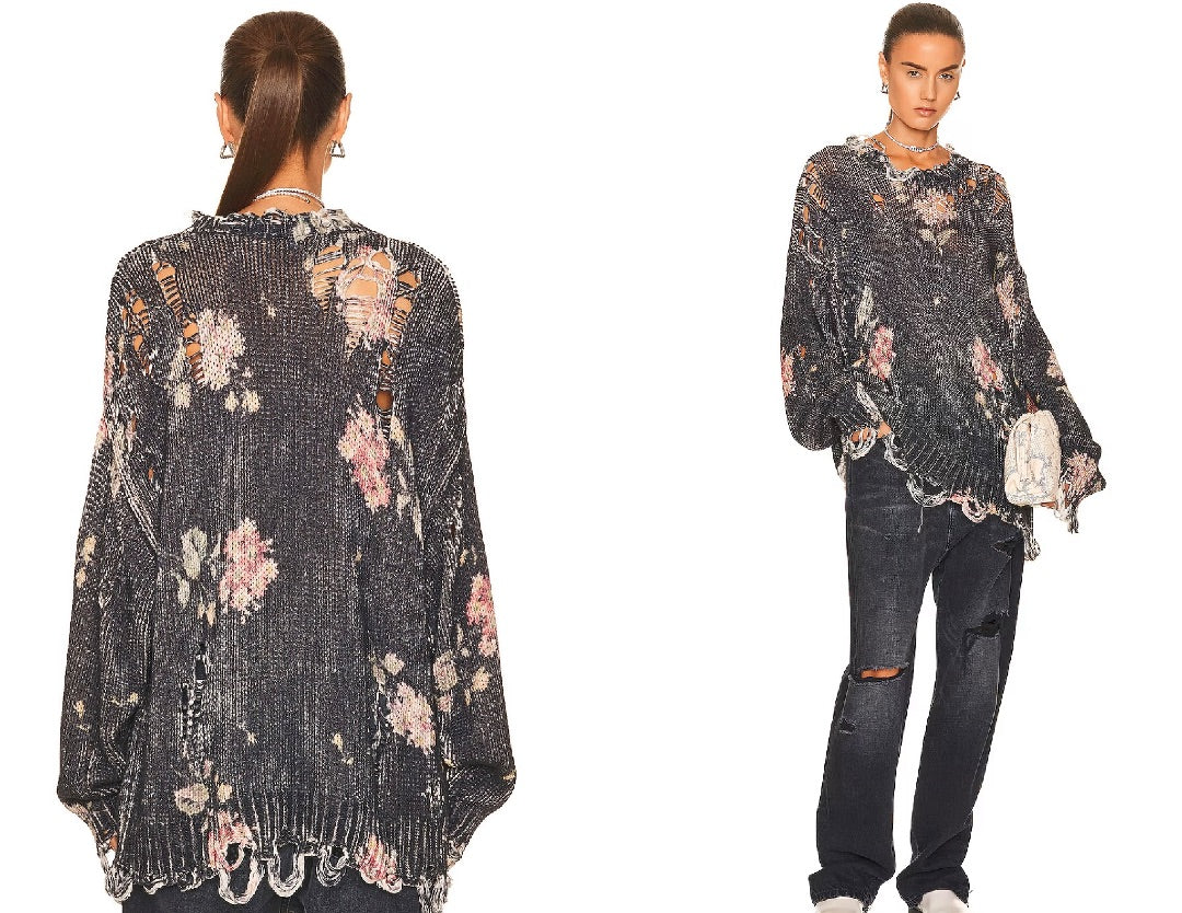 R13 Oversized Distressed Sweater
