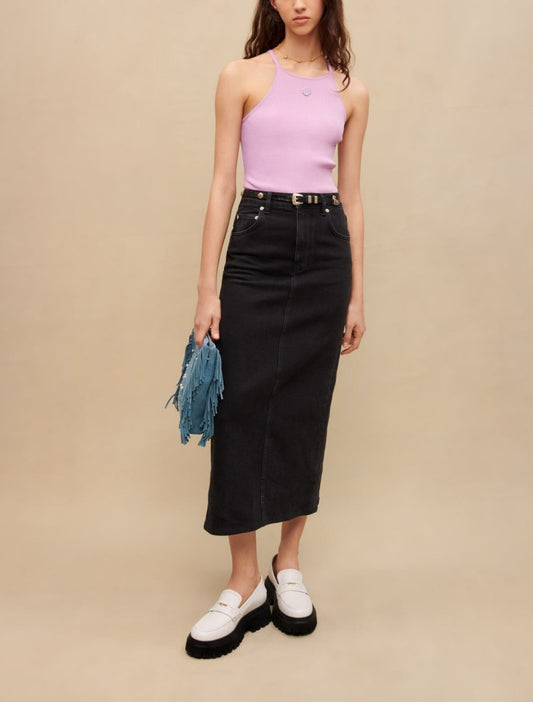 Maje Black Denim Skirt 36