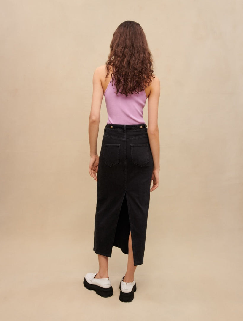 Maje Black Denim Skirt 36