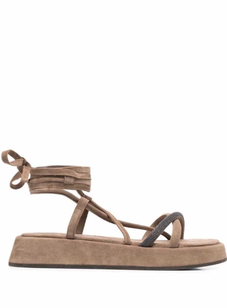 Brunello Cucinelli Ankle tie Flatform Sandal 38