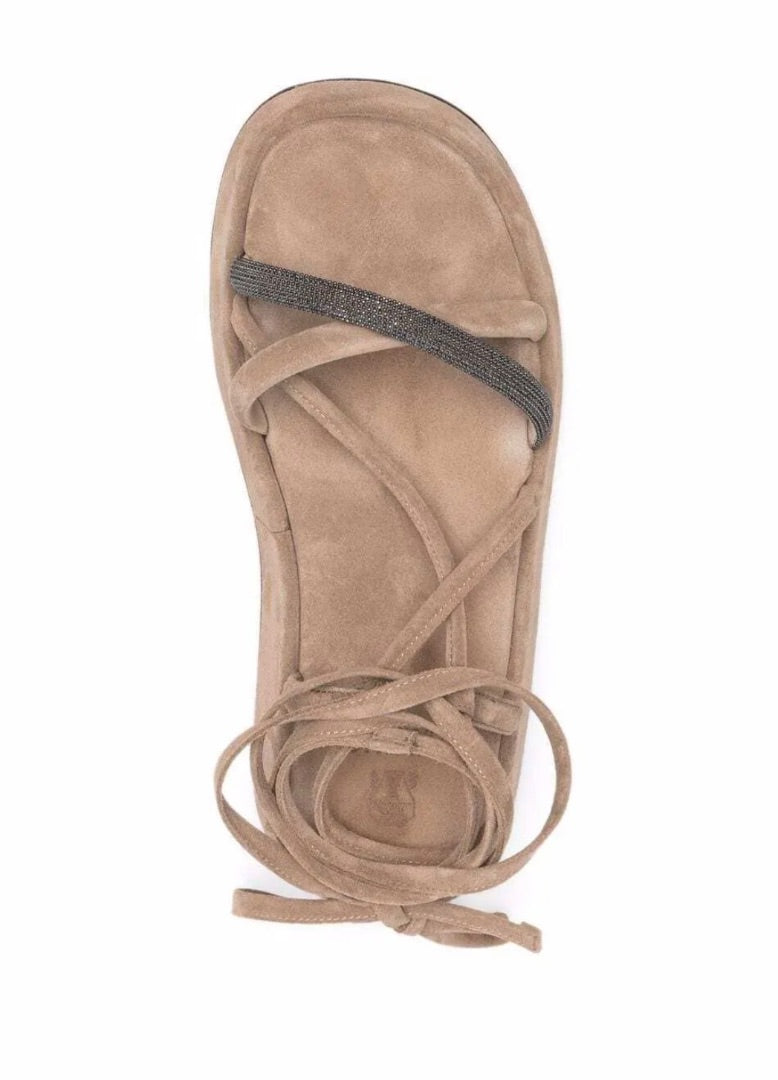 Brunello Cucinelli Ankle tie Flatform Sandal 38