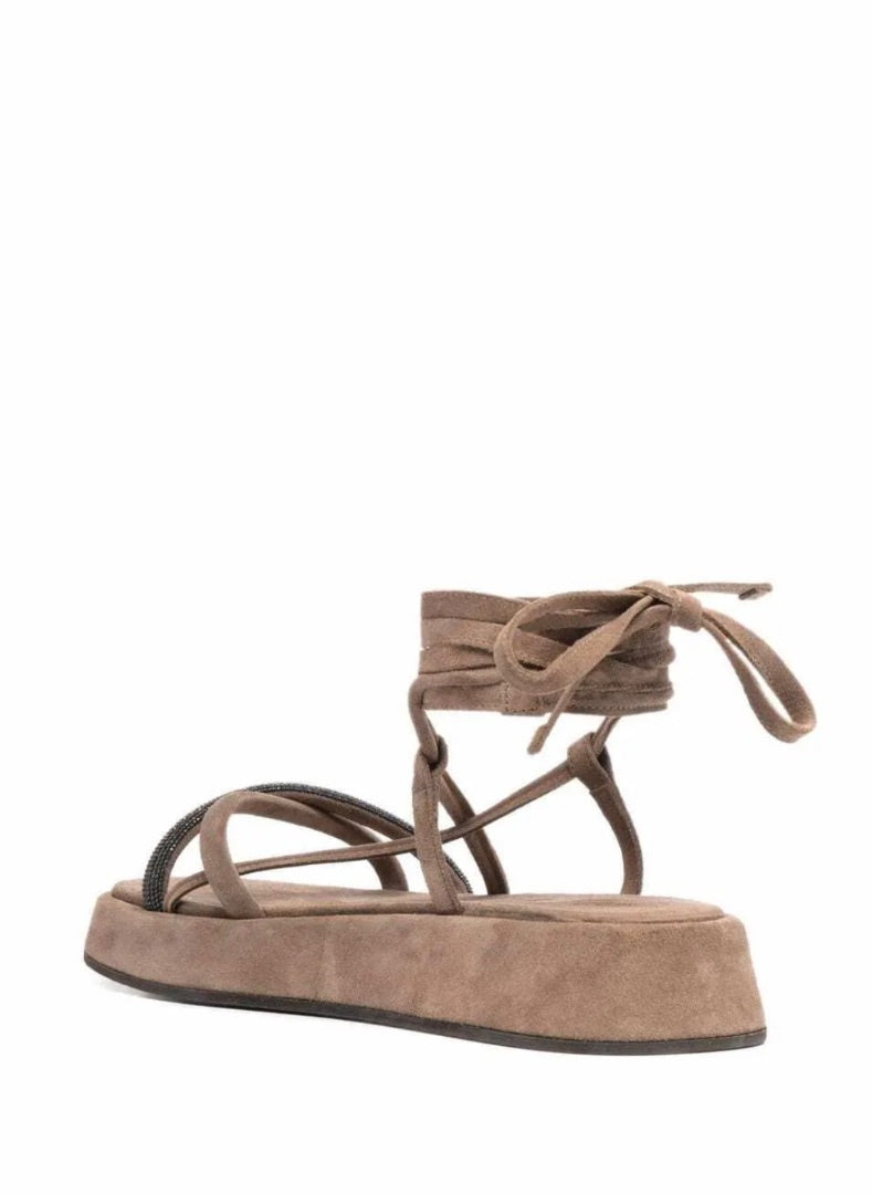 Brunello Cucinelli Ankle tie Flatform Sandal 38