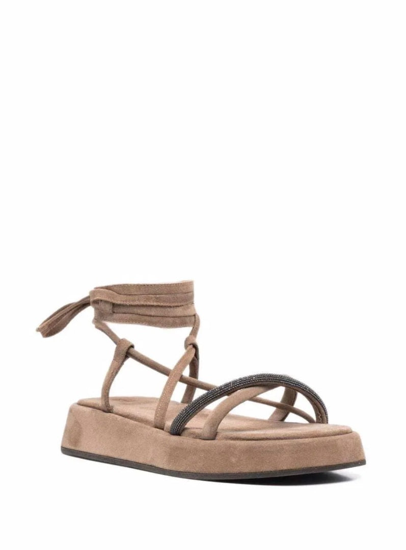 Brunello Cucinelli Ankle tie Flatform Sandal 38