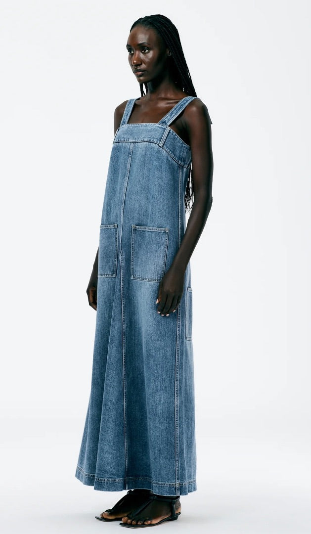 Tibi Classic Wash Overall Maxi Dress 4