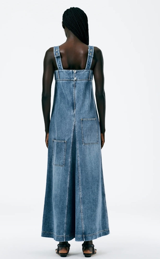 Tibi Classic Wash Overall Maxi Dress 4