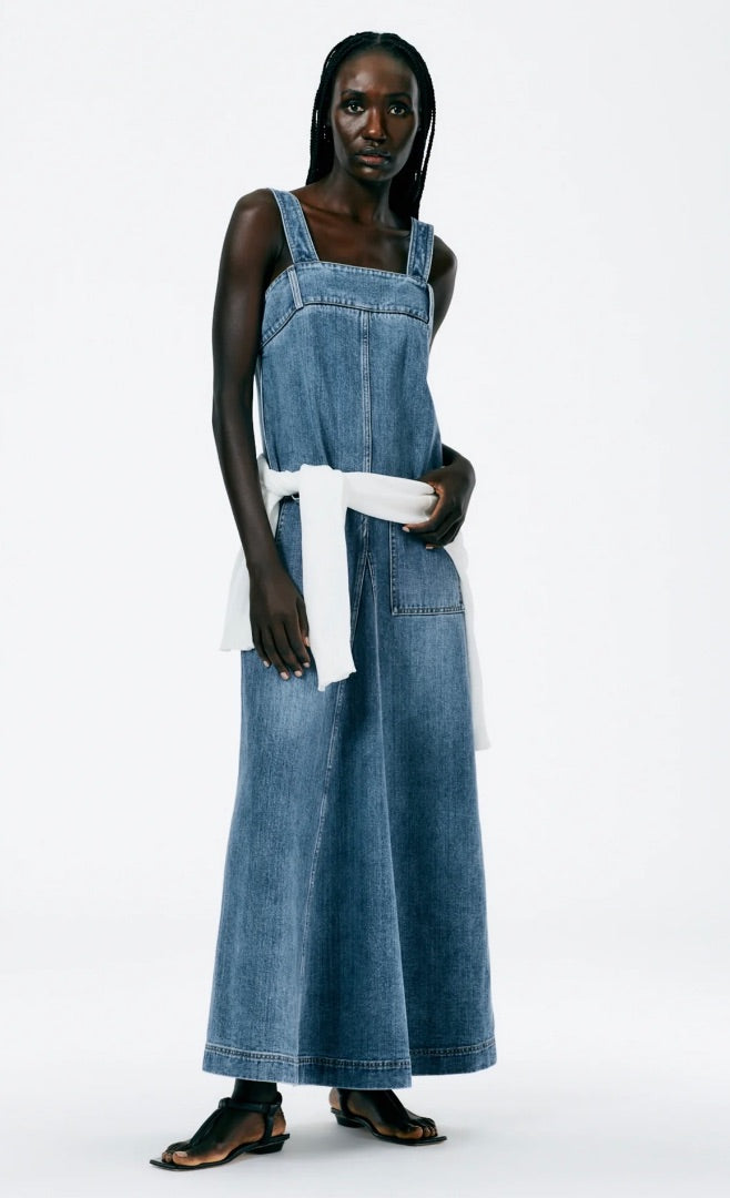 Tibi Classic Wash Overall Maxi Dress 4