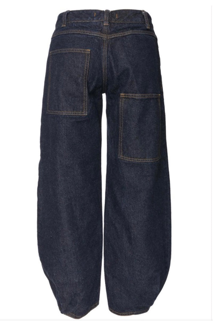 Tibi Quinn Dark Denim Crop Taper 26