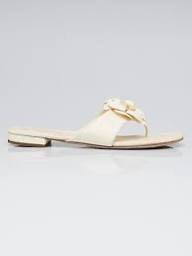 Chanel White Camilla thong with flower 37