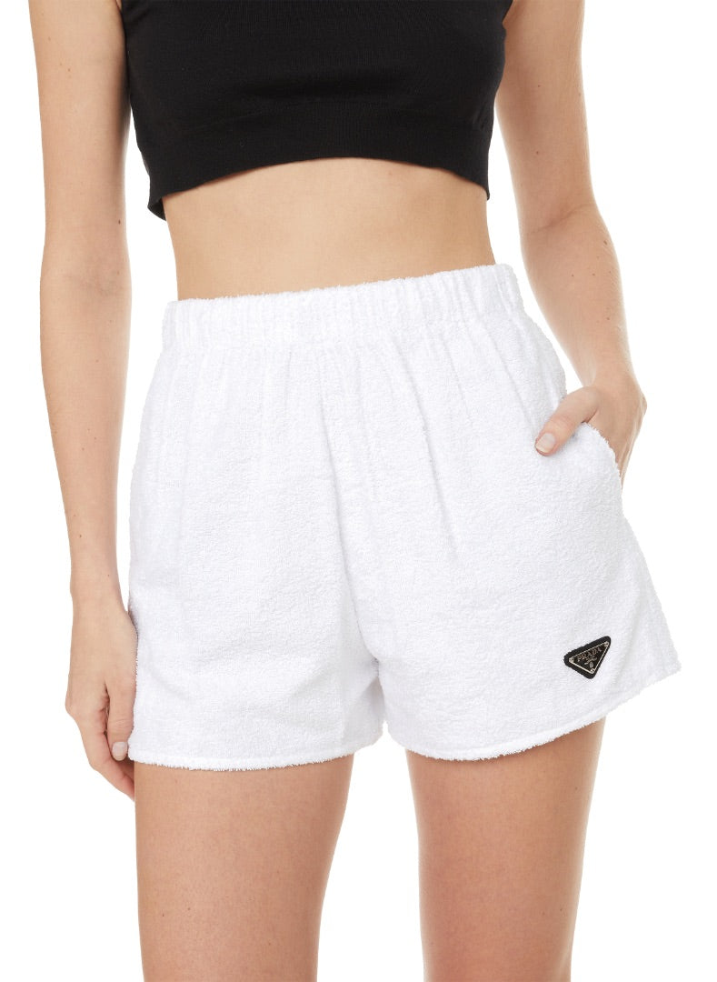 Prada White Terry Cloth Shorts 38