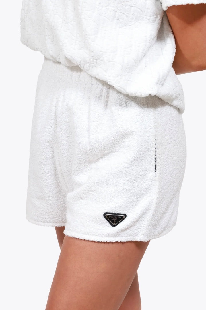 Prada White Terry Cloth Shorts 38