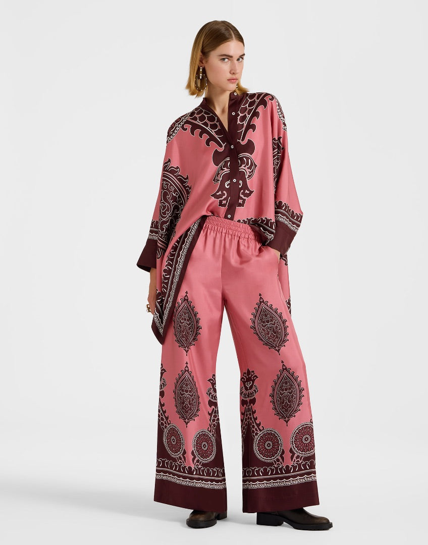 LA Double J Foulard Shirt & Palazzo Pant in Oltranrno SET - Size Small