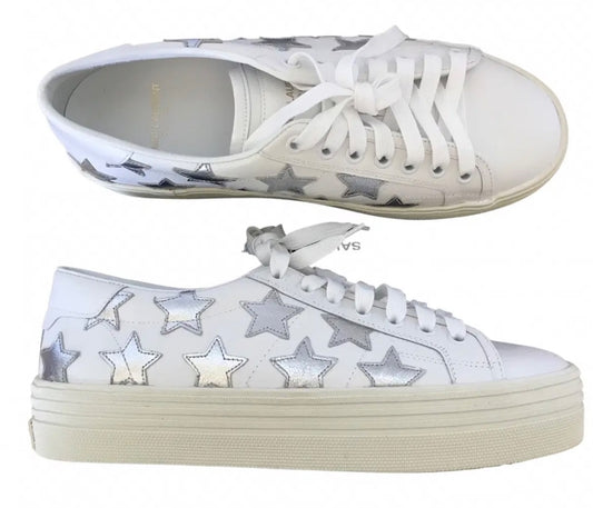 Saint Laurent White Platform silver Star Sneakers 38