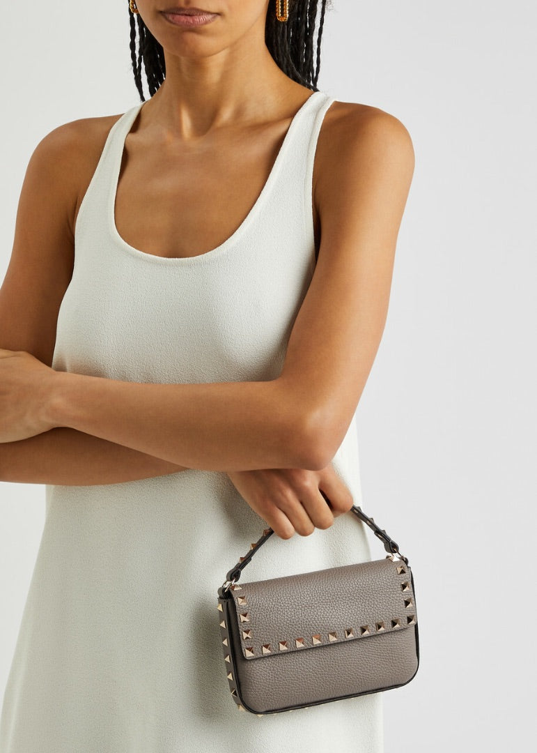 Valentino Foldover Mini Shoulder Bag Taupe