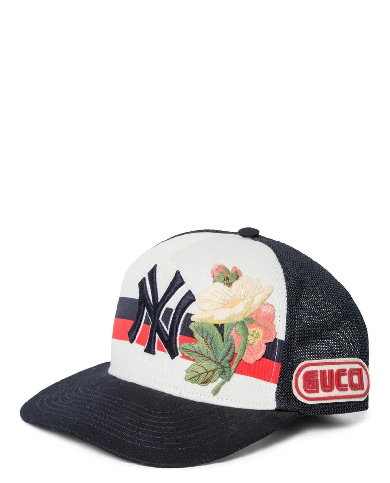 Gucci Logo NY Yankees Baseball Hat Navy White