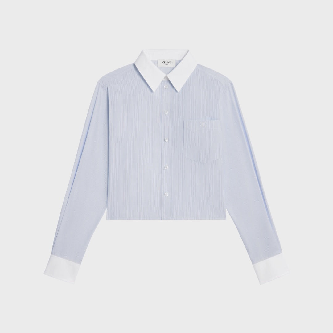 Celine Crop Shirt in Stripe Poplin 36