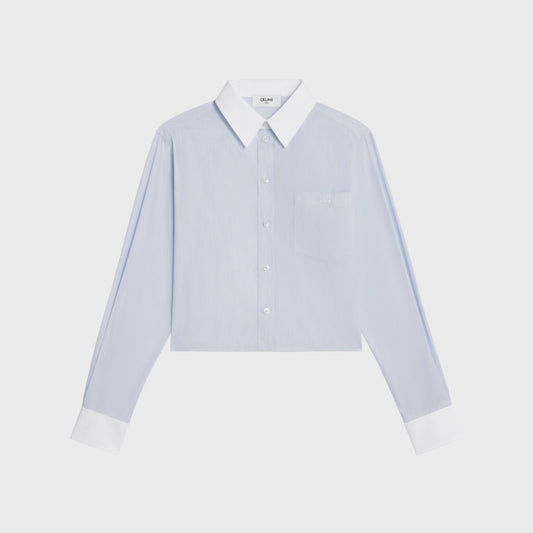 Celine Crop Shirt in Stripe Poplin 36