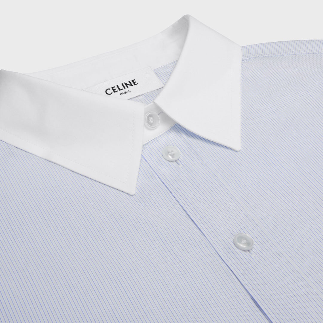 Celine Crop Shirt in Stripe Poplin 36