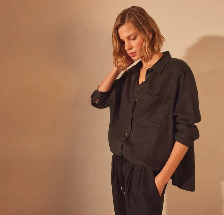 James Perse Clasic Linen Shirt Washed Black 1