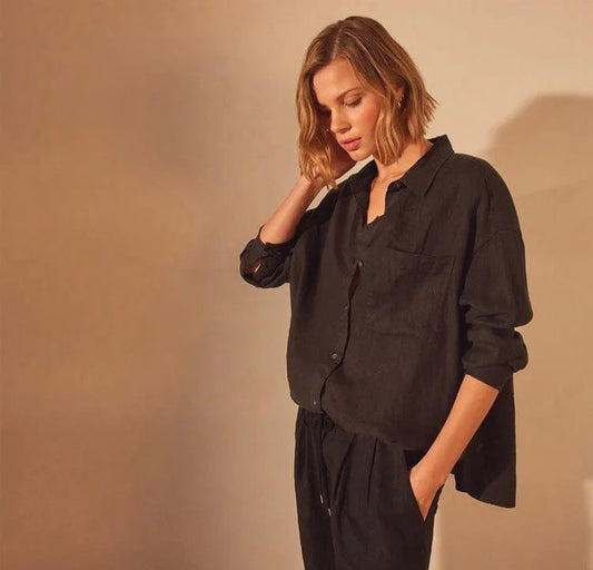 James Perse Clasic Linen Shirt Washed Black 1