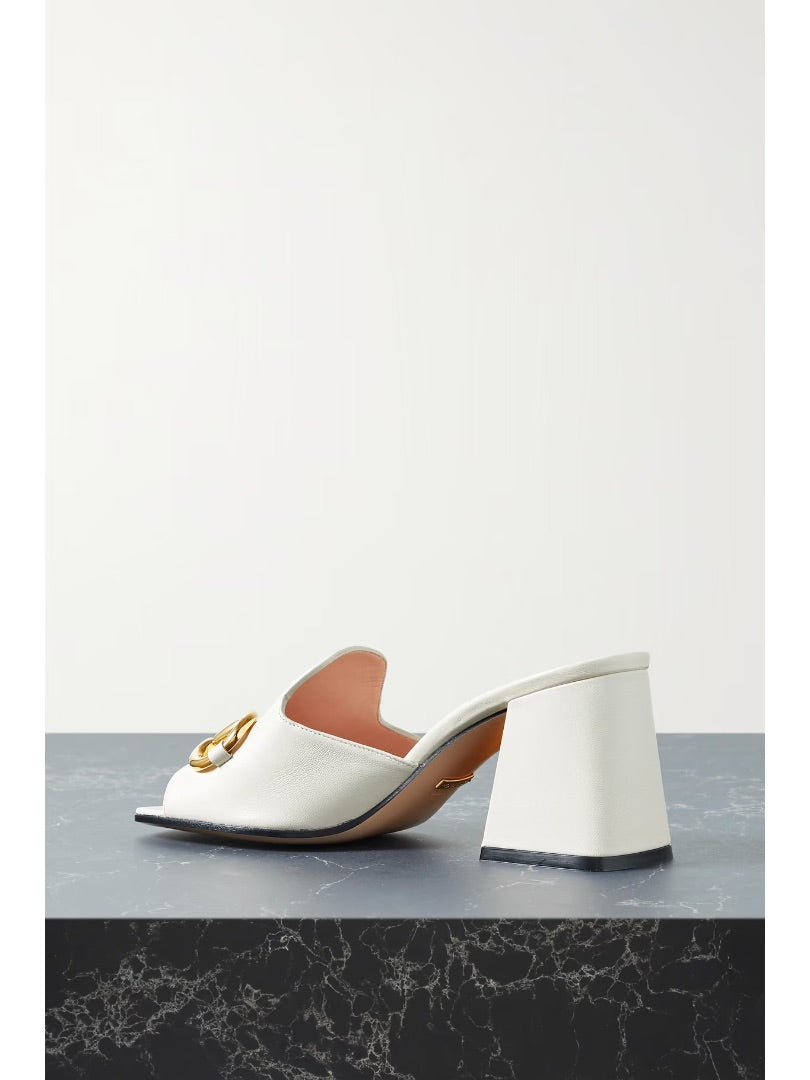 Gucci Baby Horsebit-Detailed Leather Mules in Cream - Size 39