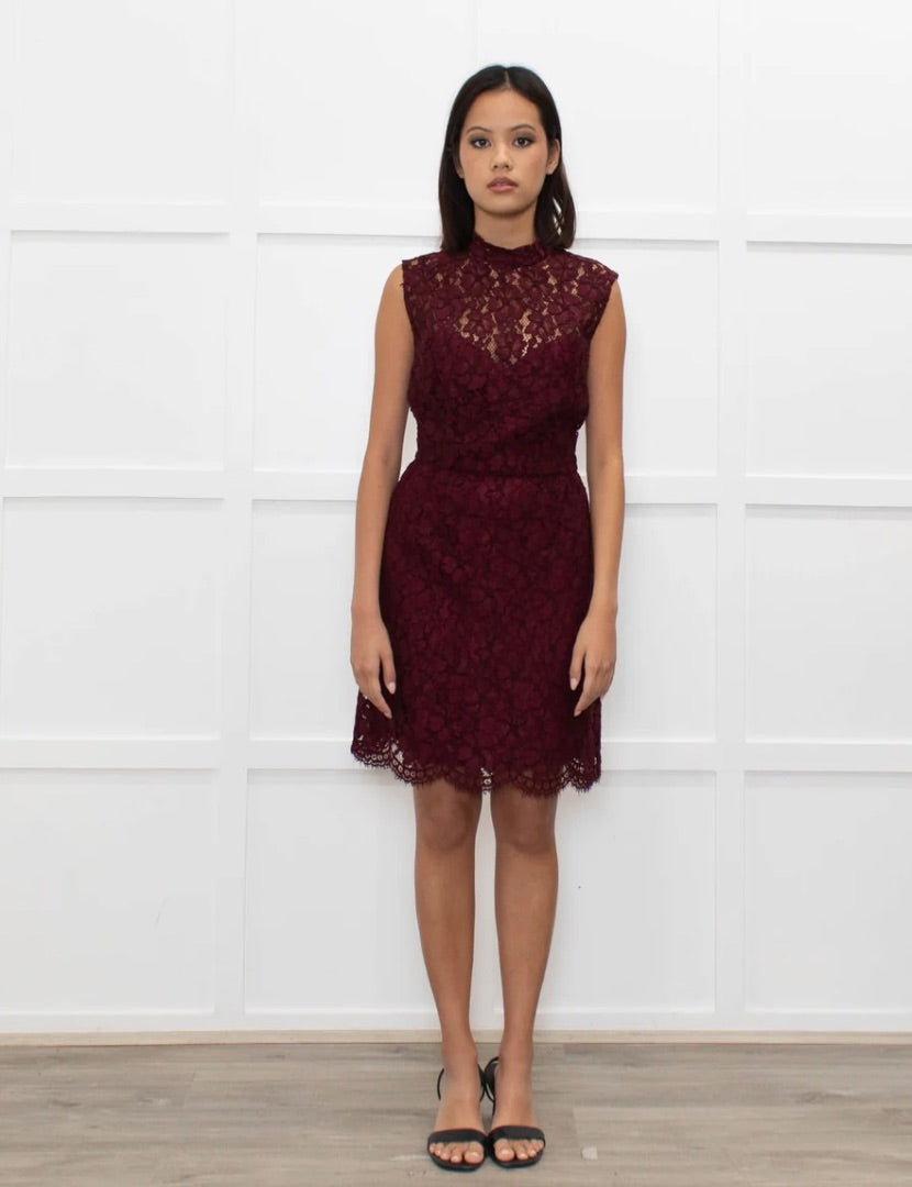 Sandro Burgundy Lace Dress 4