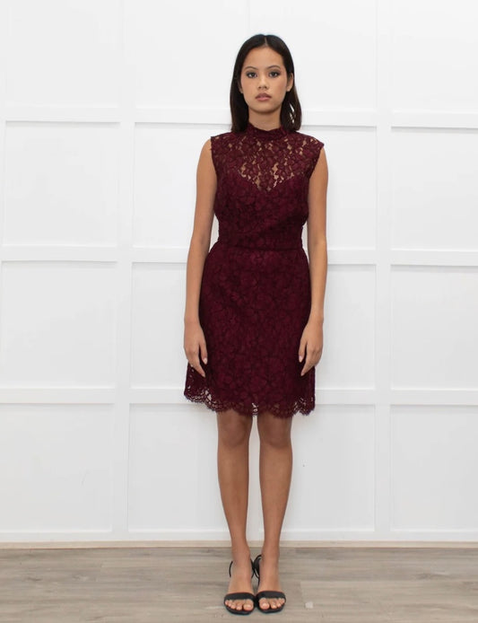Sandro Burgundy Lace Dress 4
