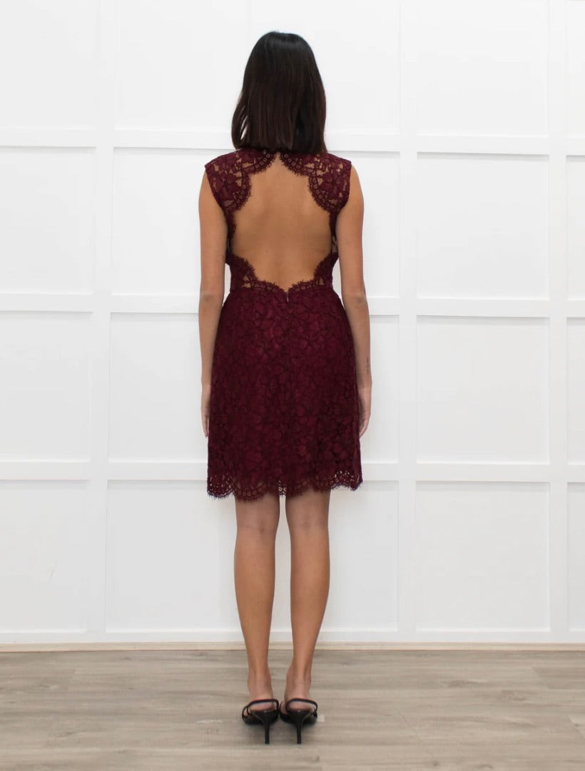 Sandro Burgundy Lace Dress 4