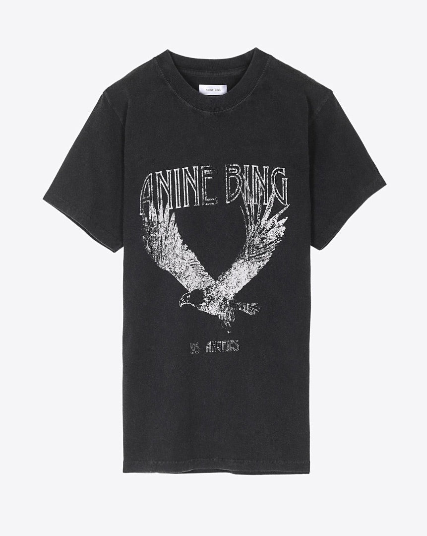 Anine Bing Lili Tee in Washed Black M