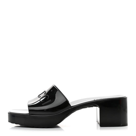 Gucci Rubber Logo Platform Slide Sandals in Black - Size 36 (Brand New)