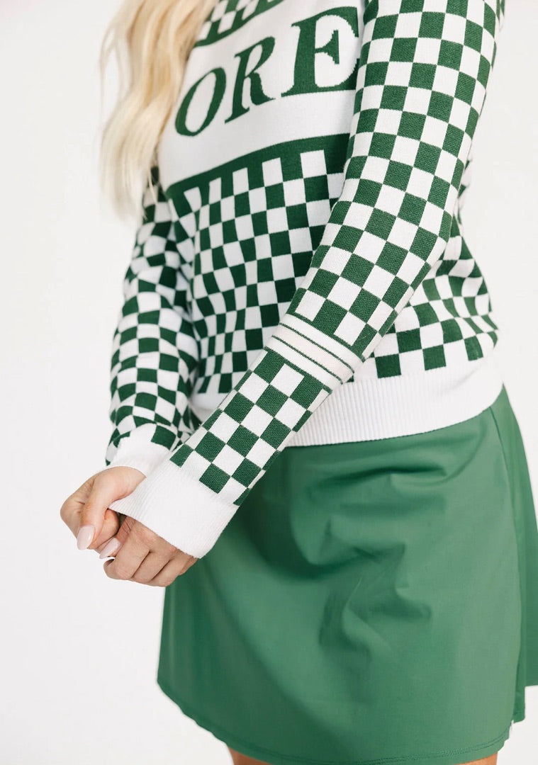 FORE Green & White Check Golf Sweater S