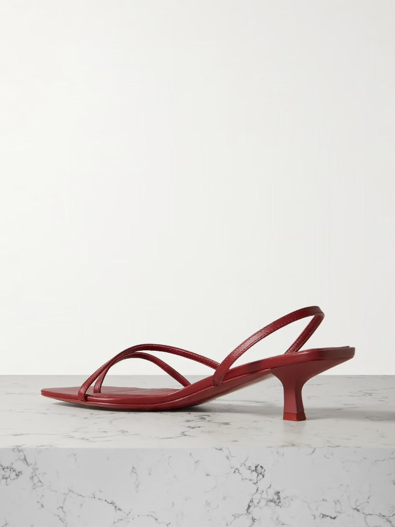 St. Agni Pina Leather Slingback Sandals in Dark Red - size 37 (Brand New)