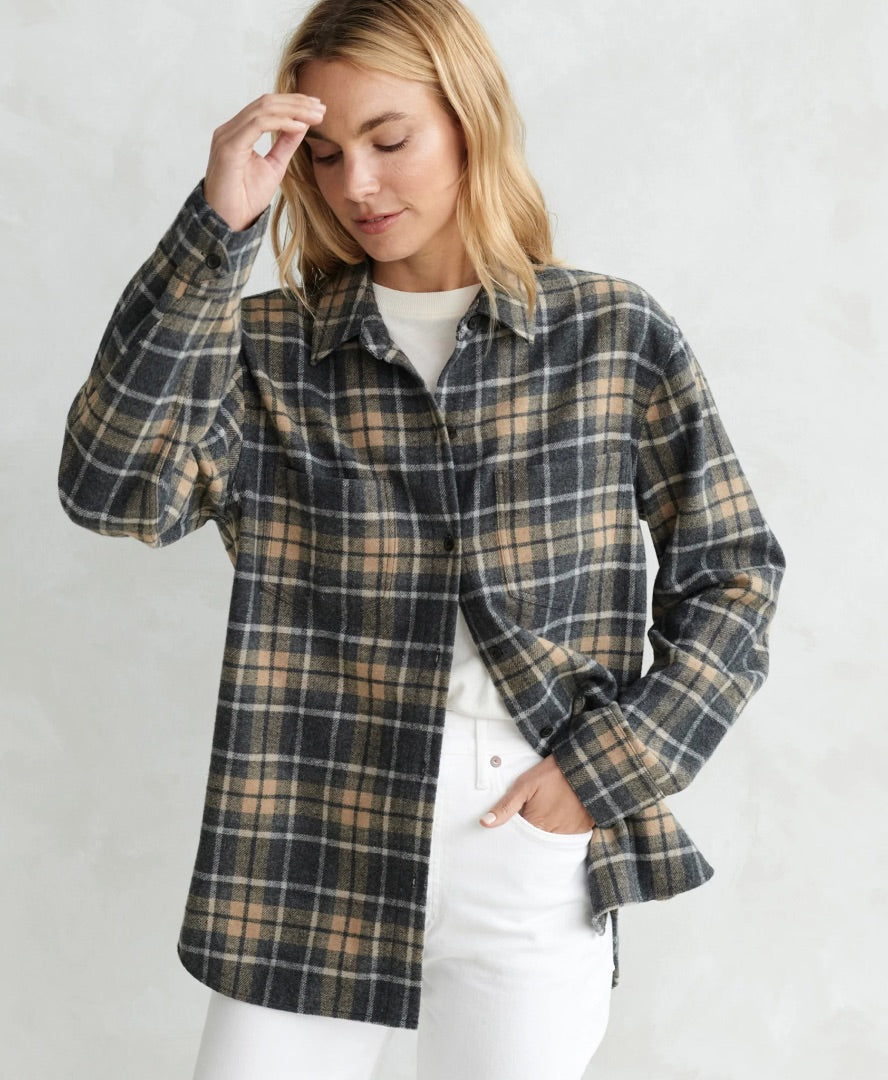 Jenni Kayne O'Keeffe Overshirt in Charcoal Plaid - Size M