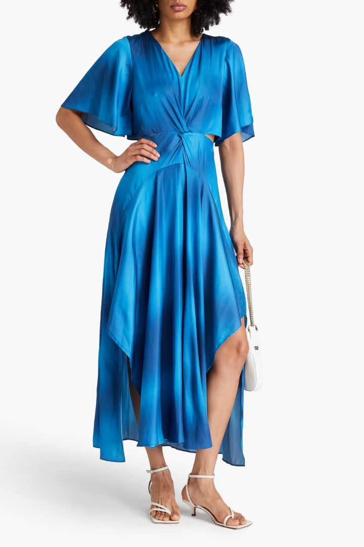 Maje Blue Satin Cut out dress 38