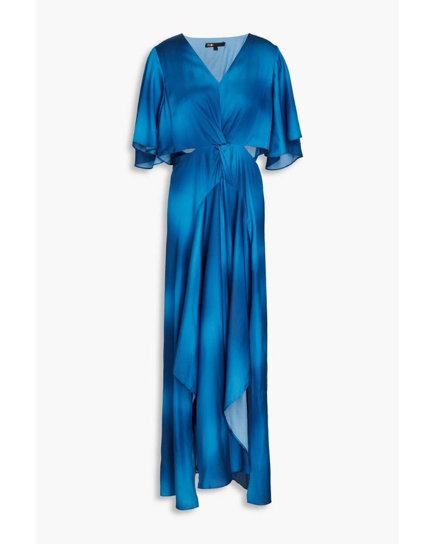 Maje Blue Satin Cut out dress 38