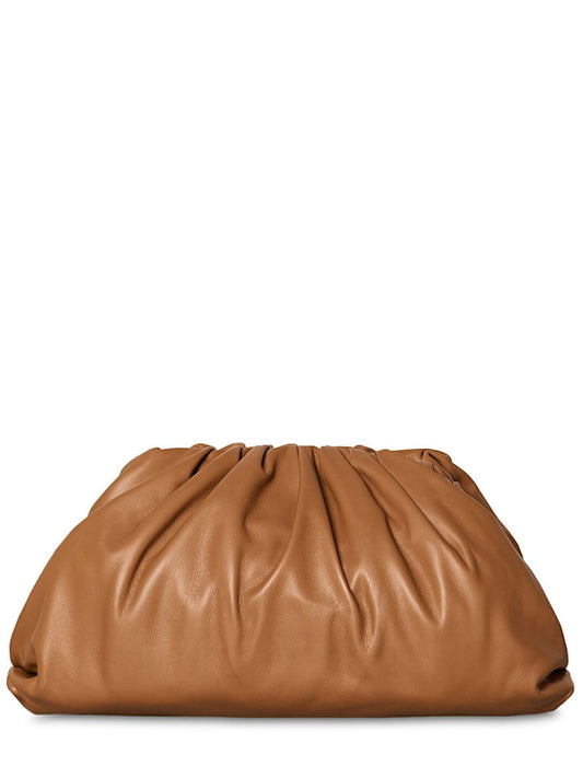 Bottega Veneta The Pouch Leather Clutch in Caramel